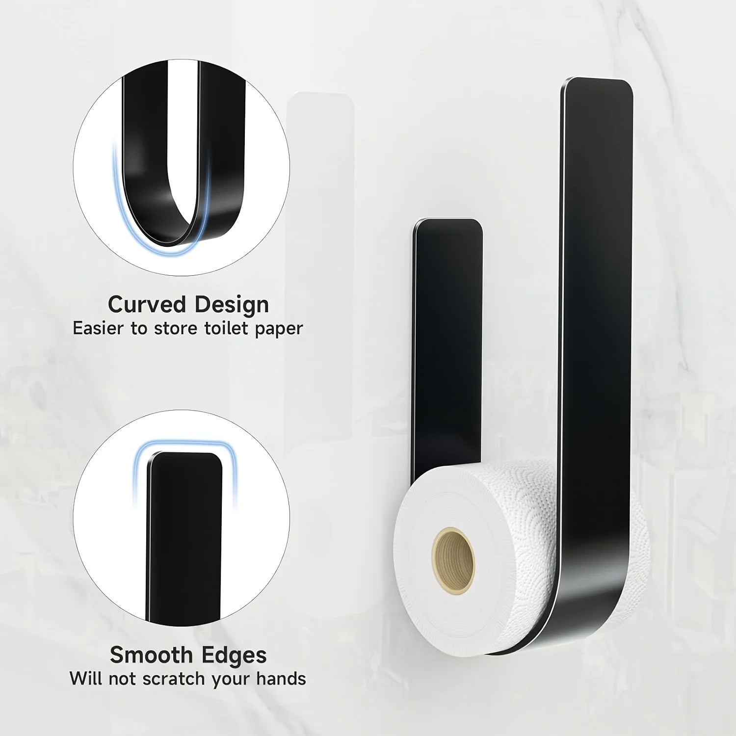 Drill-Free Wall Holder for Three Toilet Paper Rolls
