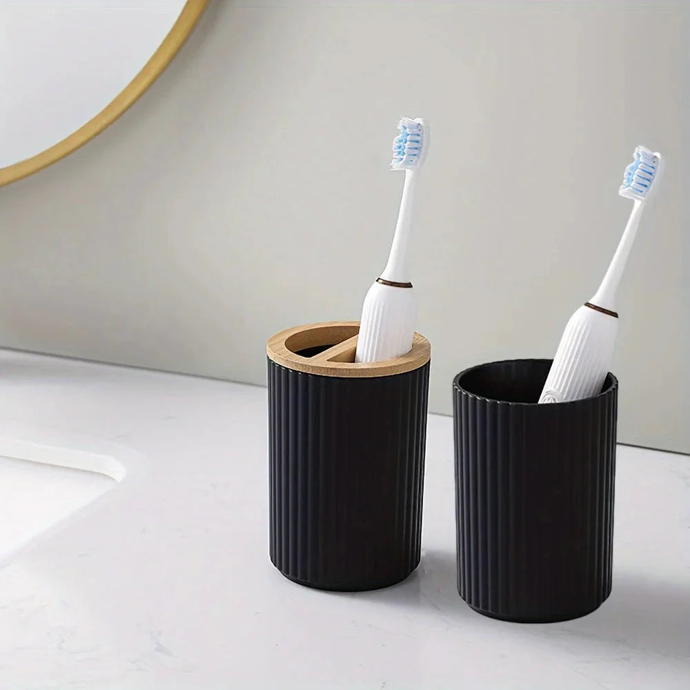 6-Piece Bathroom Collection with Bamboo Details