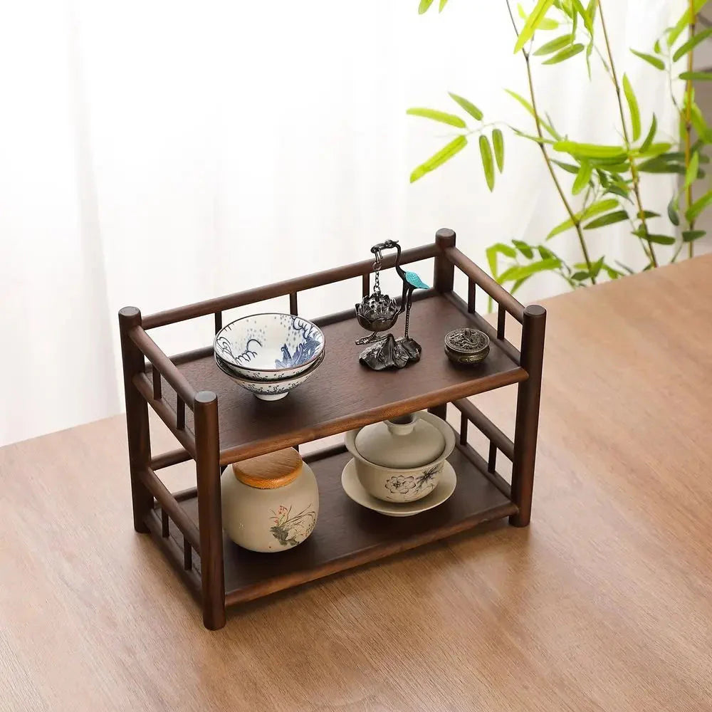 Tea and Tableware Wooden Display Shelf – Stylish Table Presentation