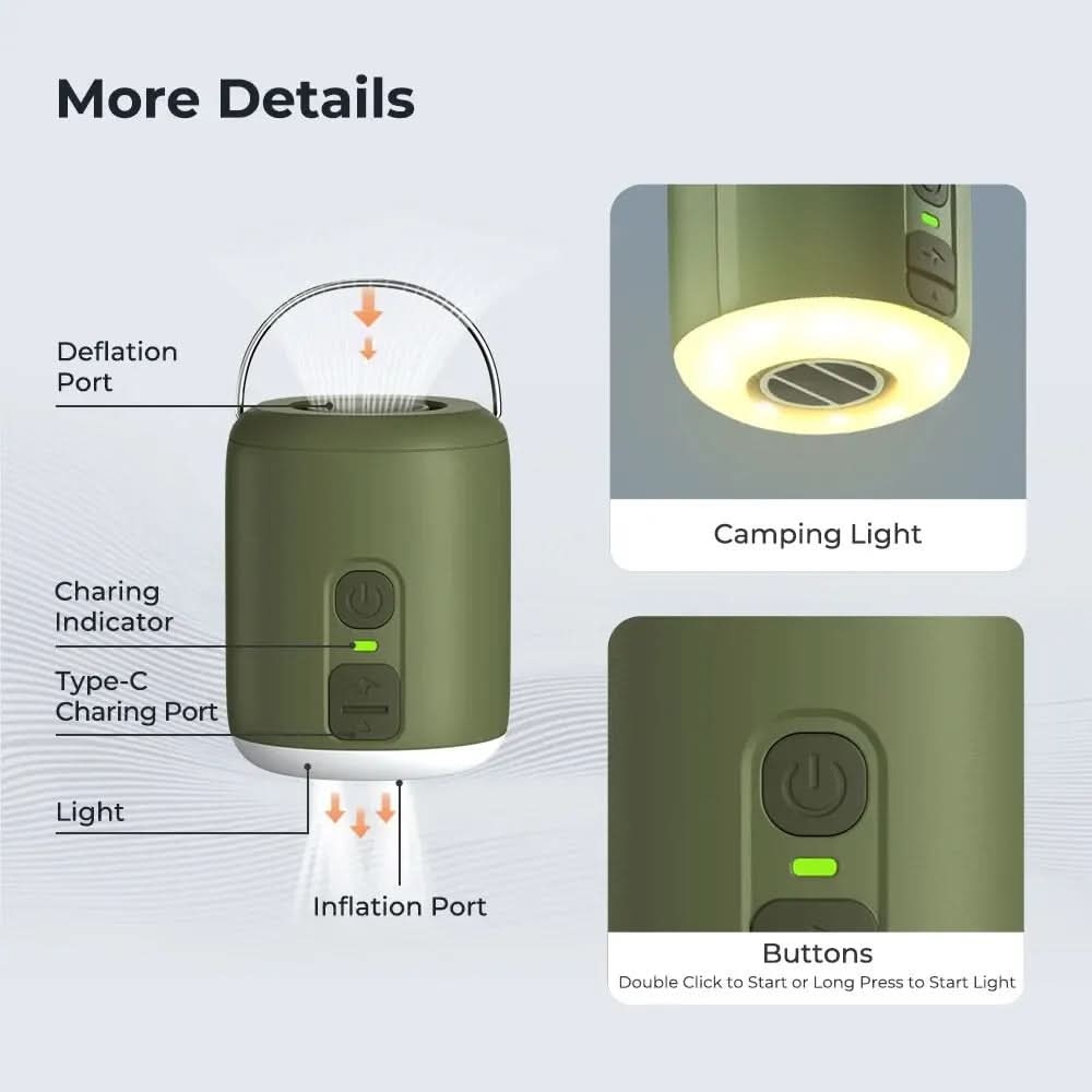 Compact Air Pump with Integrated Camping Light