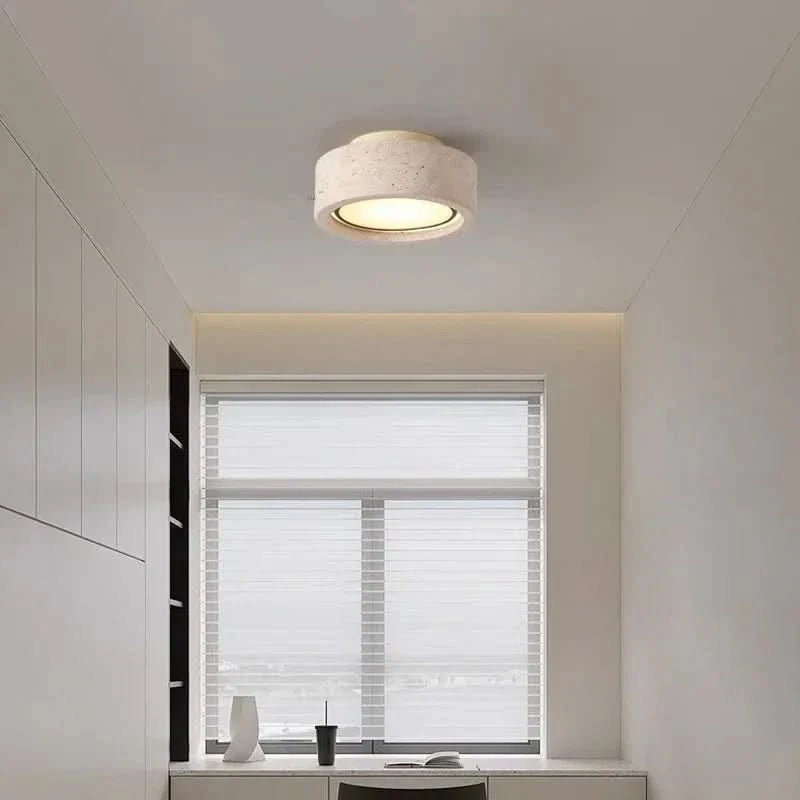 Wabi Sabi Ceiling Fixture in Yellow Travertine