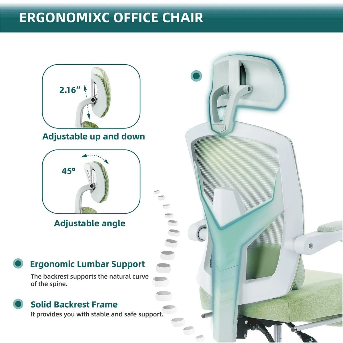 Mesh Gaming Chair with High Back, Lumbar Support, and Reclining Feature