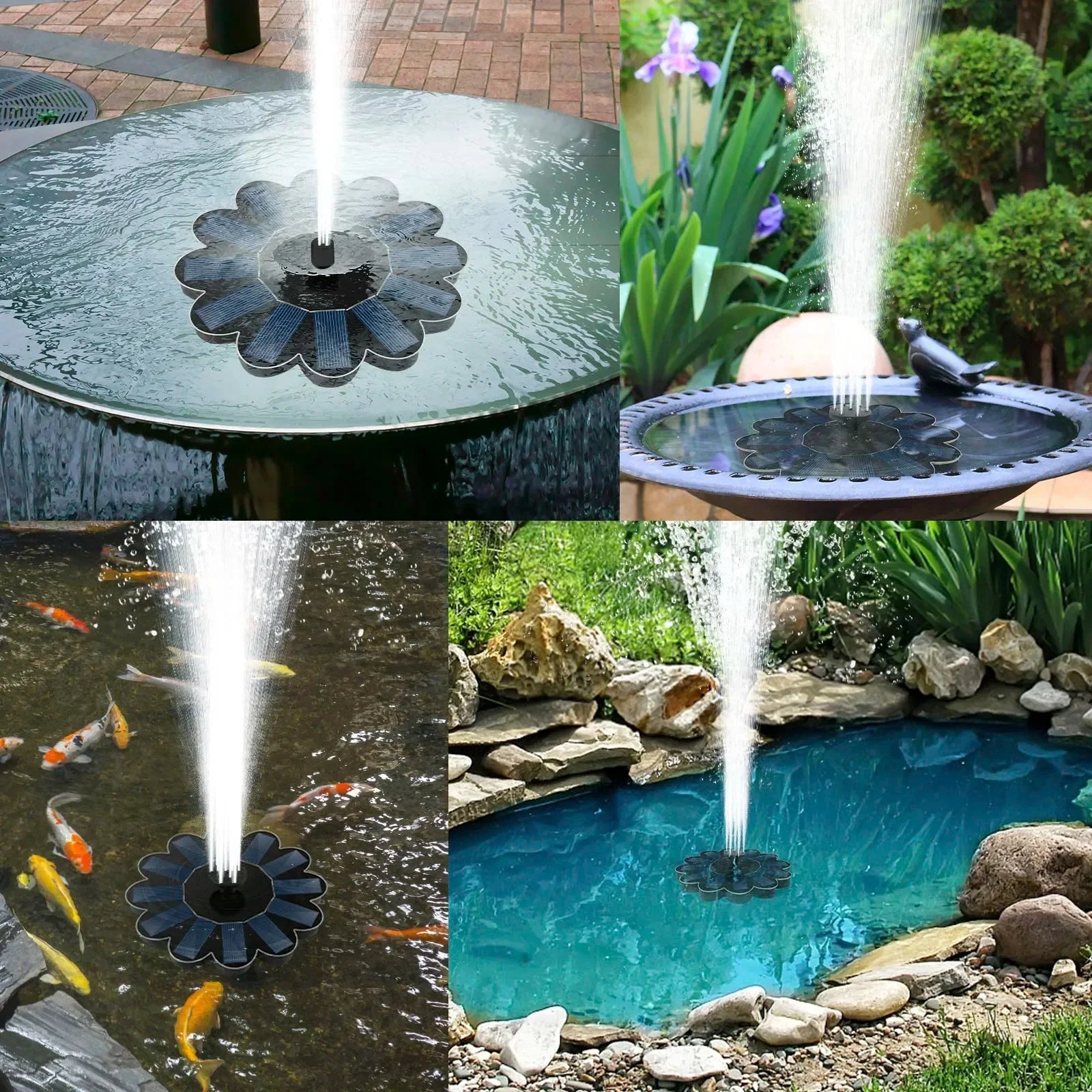 Floating Solar Water Fountain – Wireless with 5 Nozzles, 95 cm Tall