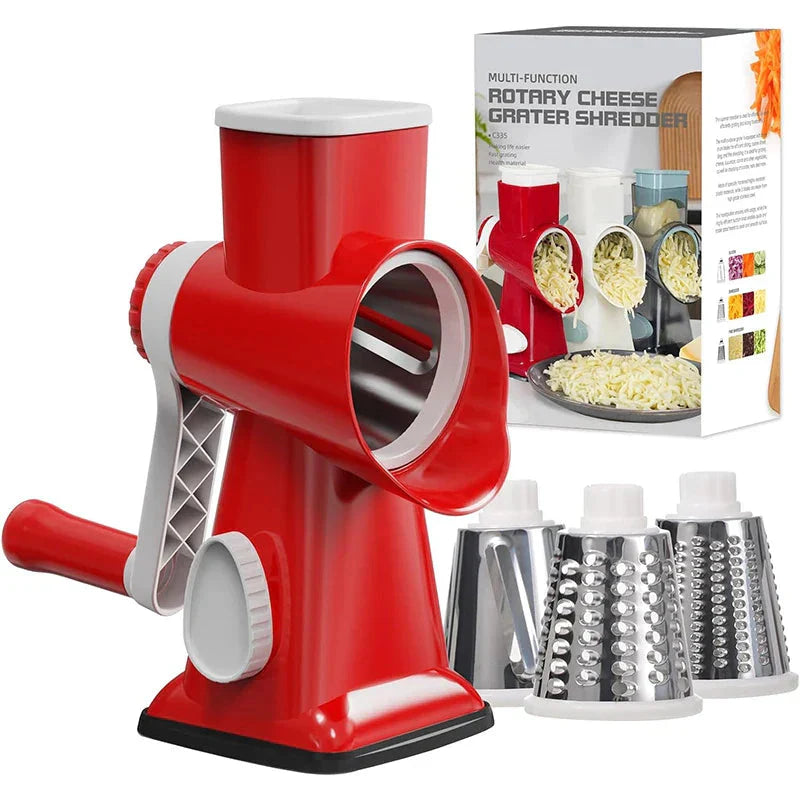 Grater with 3 Stainless Steel Drums – Rotary Design