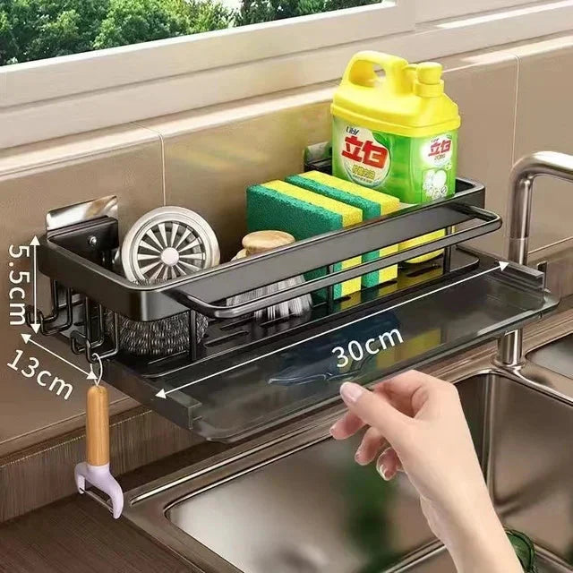 Self-Draining Aluminum Sink Organizer – No Drilling Required