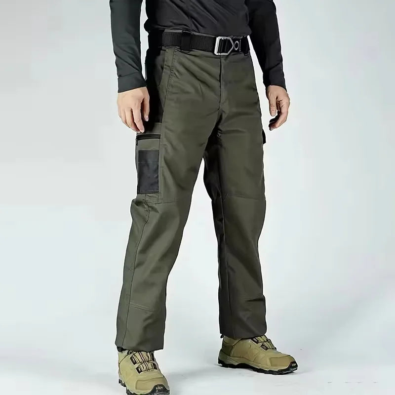 Water-Resistant Straight Leg Cargo Trousers – Utility Pants with Pockets for Work and Outdoor Activities