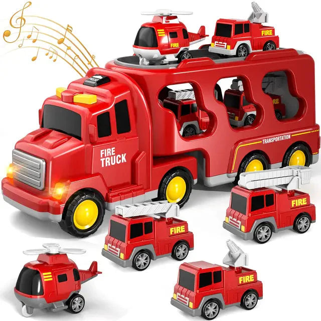 Light and Sound Fire Truck Transport Vehicle Set