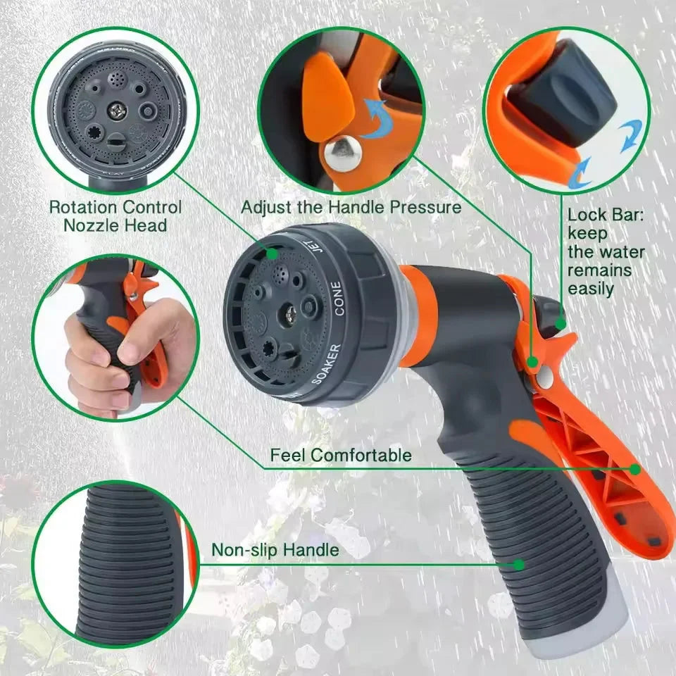 8-Pattern Spray Gun for Garden Use – Ideal for Watering, Cleaning, Car Wash