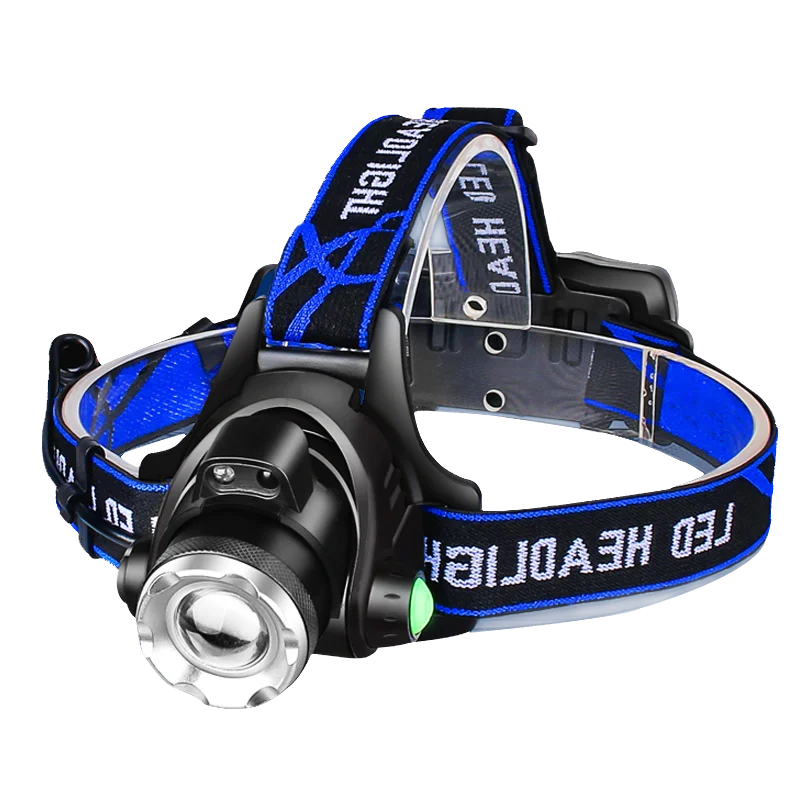 Waterproof LED Headlamp with Rechargeable Battery and Zoom Feature for Camping