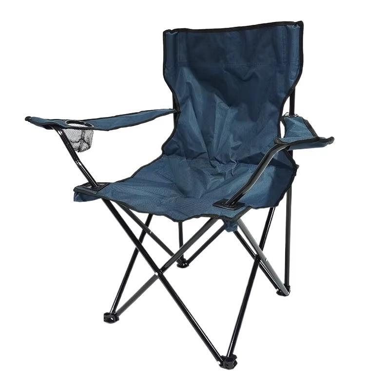 Portable Outdoor Folding Chair with Armrests and Cup Holder for Events, Camping, Fishing