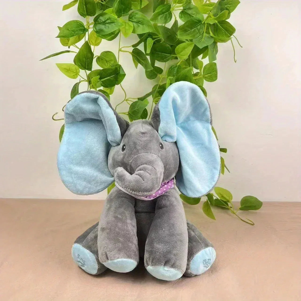 Musical Plush Elephant Toy Featuring Peekaboo Play