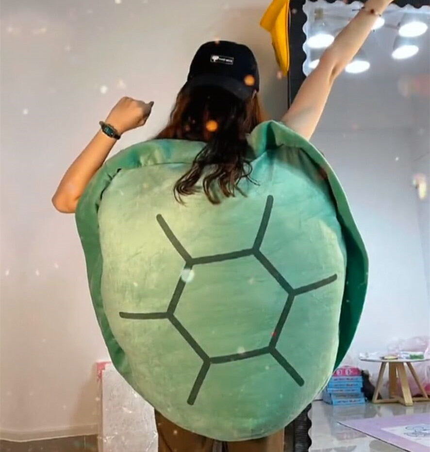 Curved Support Plush Pillow with Cotton Cover in Turtle Shell Design