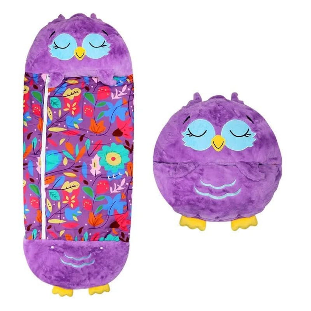 Convertible Plush Sleeping Bag with Companion Toy for Kids