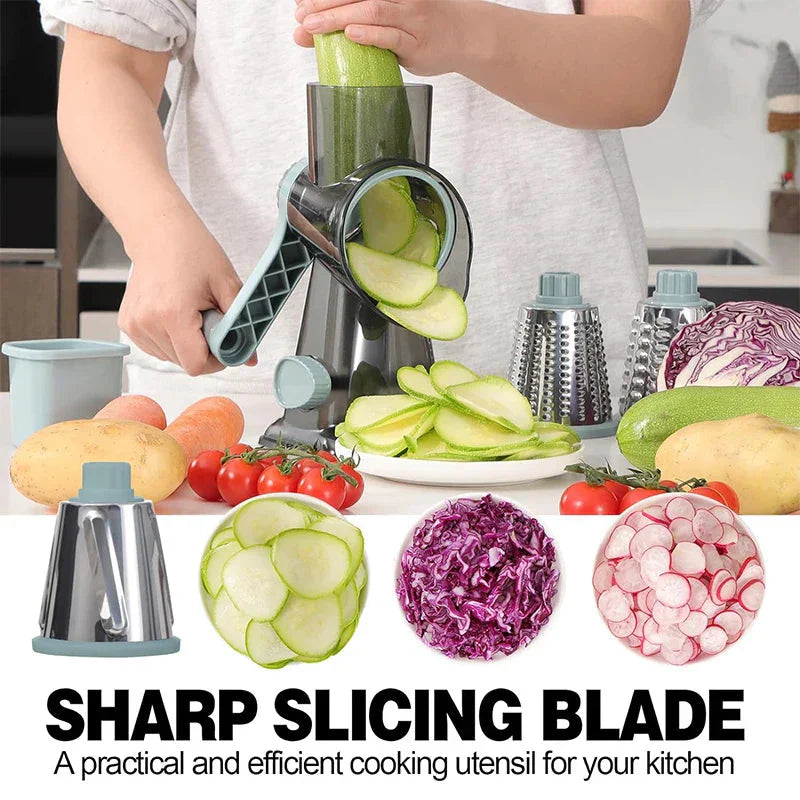 Grater with 3 Stainless Steel Drums – Rotary Design