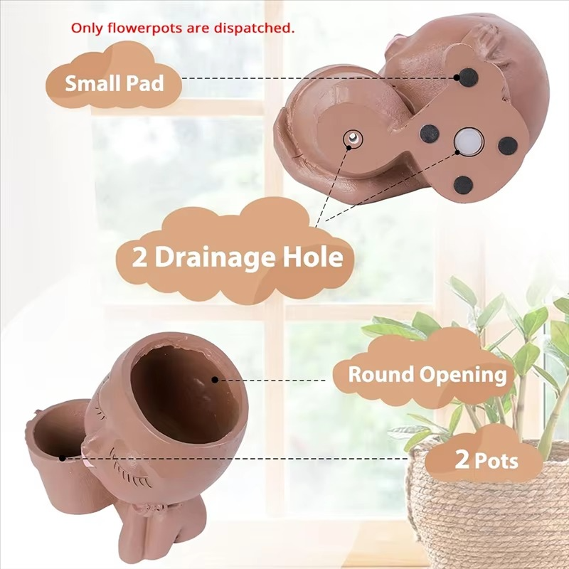 Indoor-Outdoor Planter with Drainage – Dual Face Sculptural Design