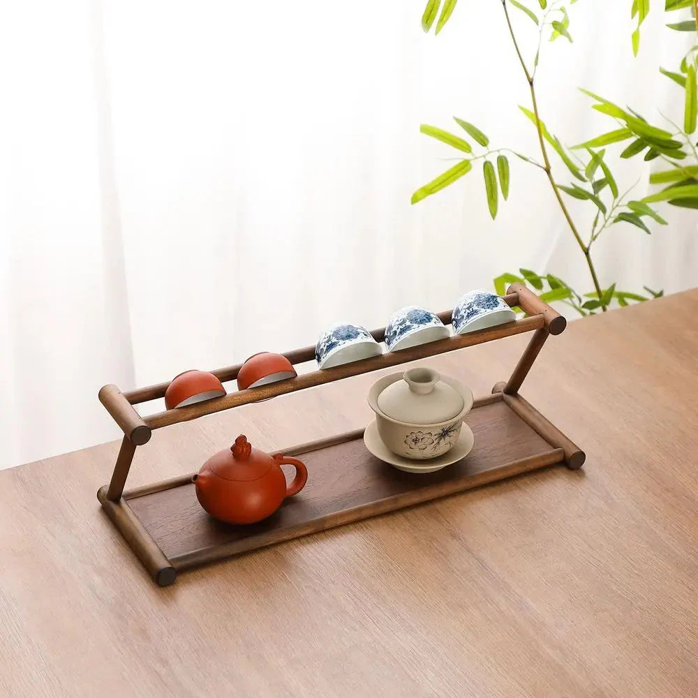 Tea and Tableware Wooden Display Shelf – Stylish Table Presentation