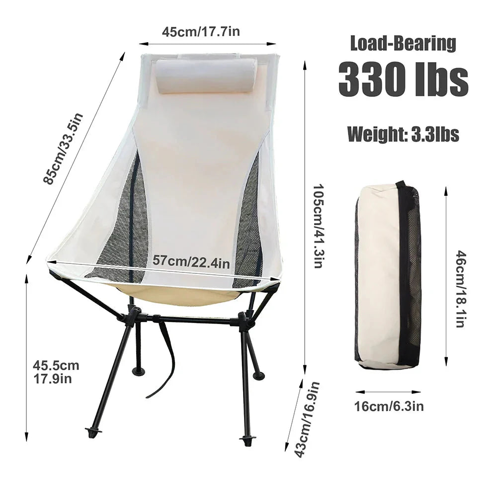 Lightweight Aluminum Frame Camping Chair - Holds Up to 150 kg