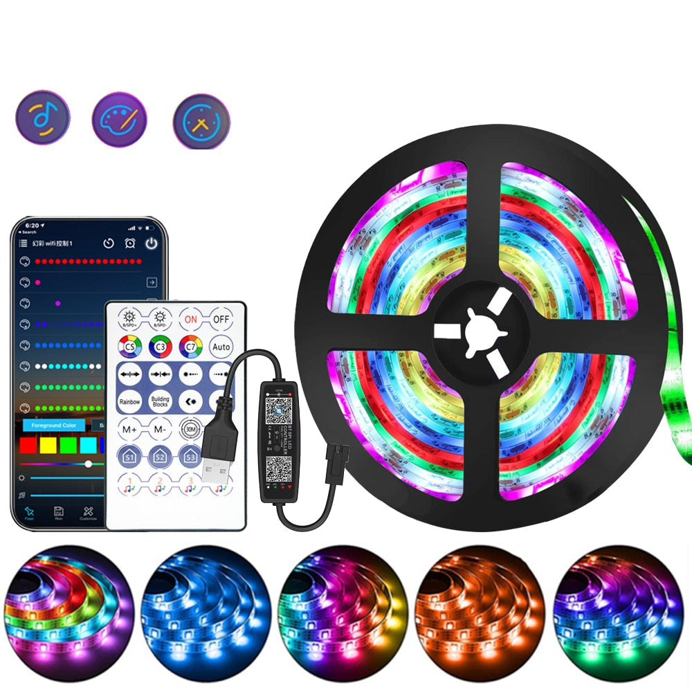 RGB LED Light Strip with Remote and App Control
