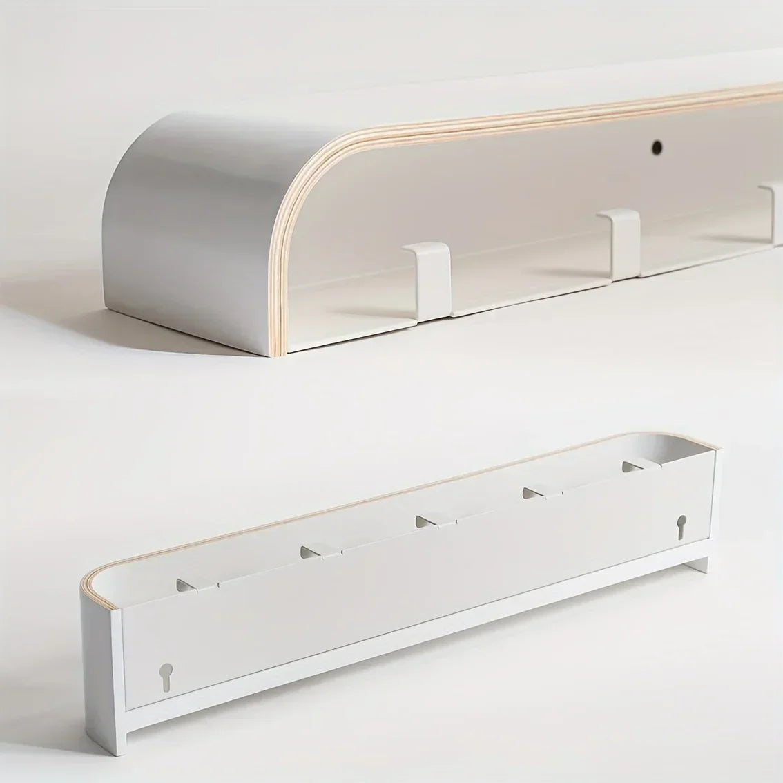 Coat Rack with Shelf and Concealed Hooks for Wall Mounting - Entryway Organizer