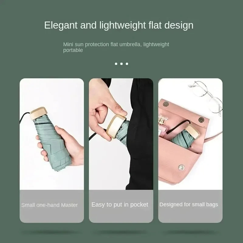 Folding Umbrella with Vinyl Canopy, UV Protection, and Wind Resistance
