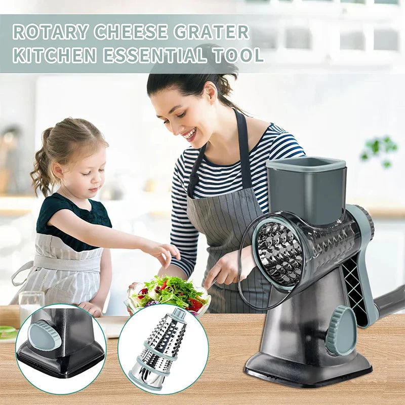 Grater with 3 Stainless Steel Drums – Rotary Design