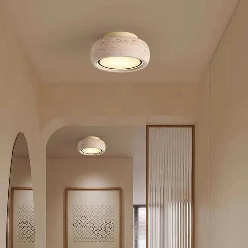Wabi Sabi Ceiling Fixture in Yellow Travertine