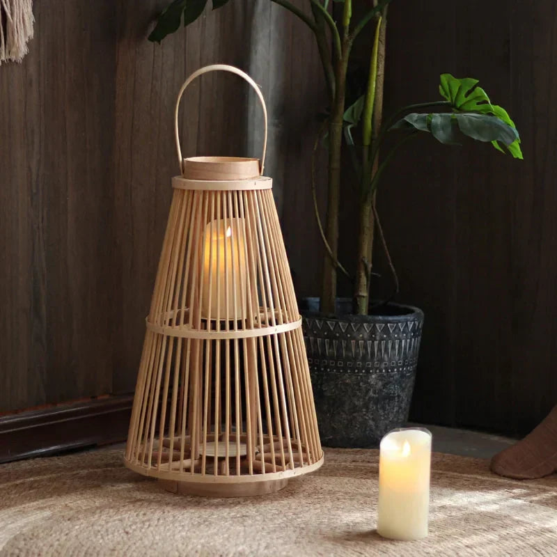 Boho Hanging Garden Decor - Handcrafted Rattan Lanterns for Patio