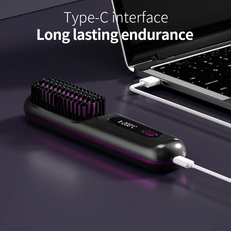 Portable Cordless Hair Smoother | USB Rechargeable & LCD Control