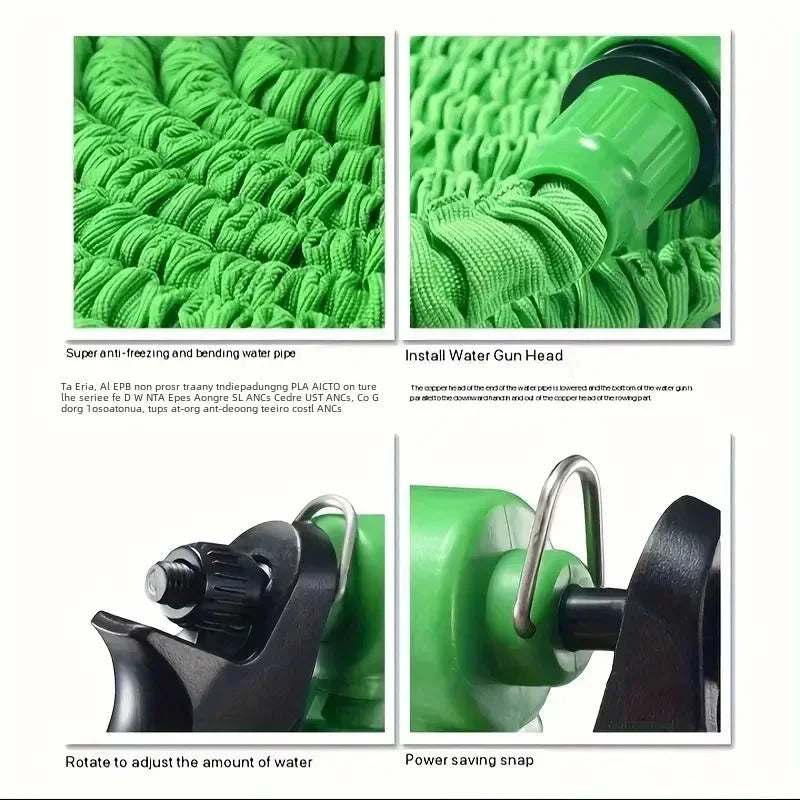 Expandable Garden Hose with 7-Function Spray Nozzle – Triples in Length