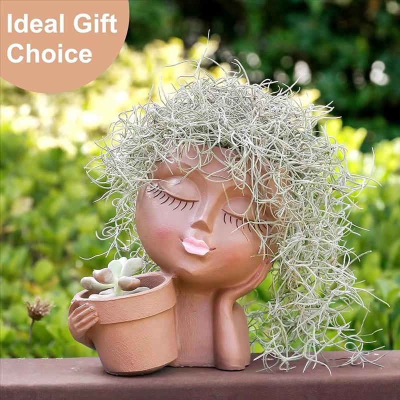 Indoor-Outdoor Planter with Drainage – Dual Face Sculptural Design