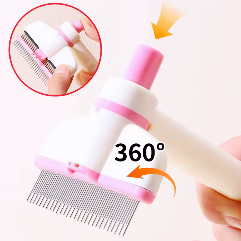 Grooming Comb for Cats and Dogs with Fur Eject Feature