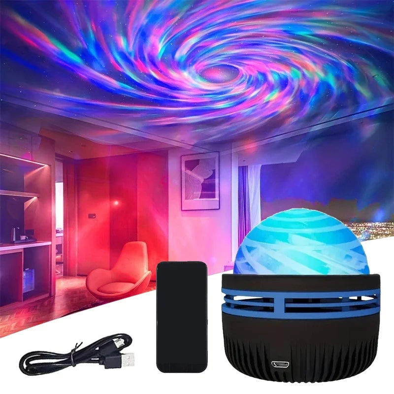 Aurora Glow Projector | Sync with Music & Remote Control | Mood Lighting | USB Rechargeable | 7.8×7.8×8.7 cm