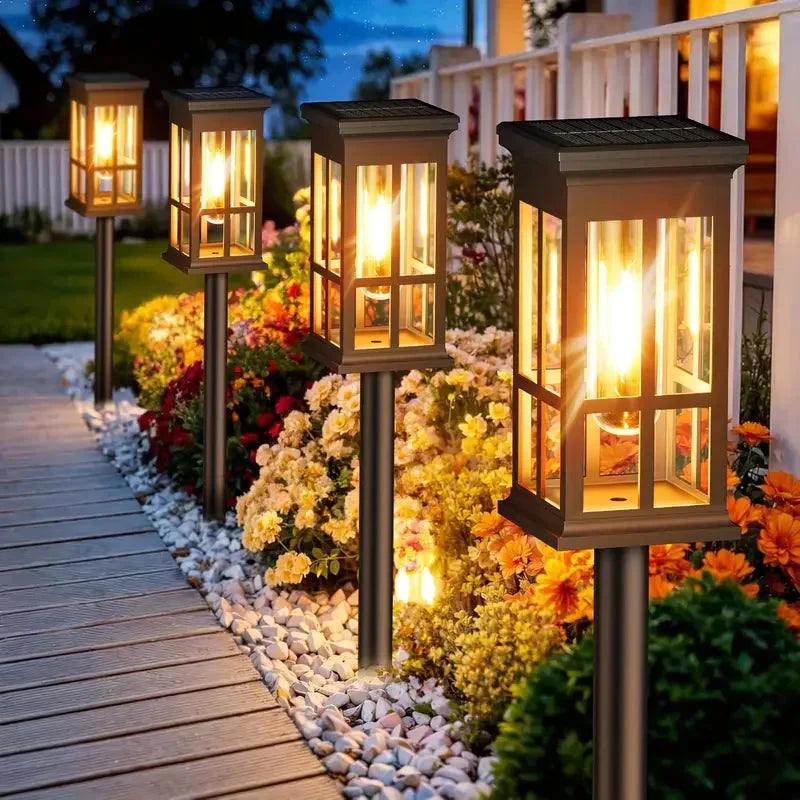 2-Pack LED Lantern Style Solar Pathway Lights – Filament Appearance