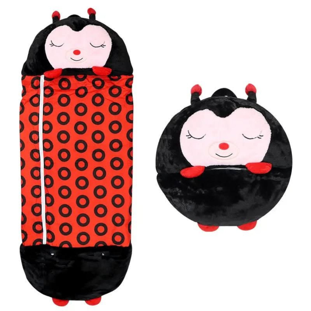 Convertible Plush Sleeping Bag with Companion Toy for Kids