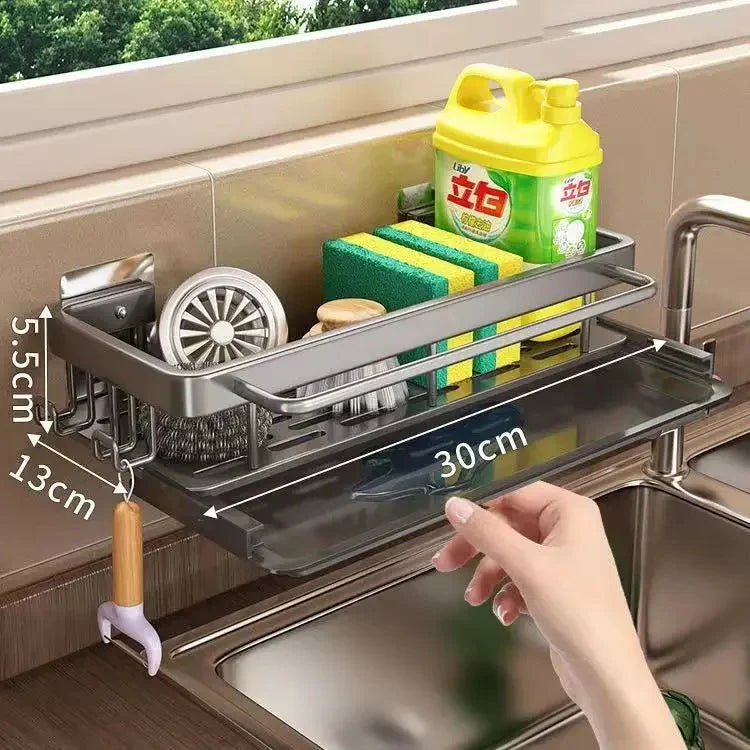 Self-Draining Aluminum Sink Organizer – No Drilling Required