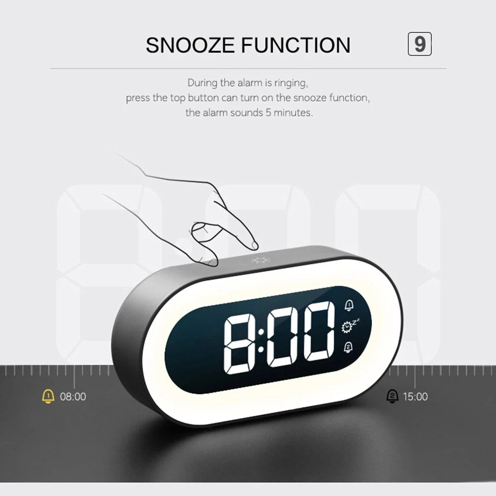 LED Digital Alarm Clock with Night Light and Soft Wake-Up Sounds