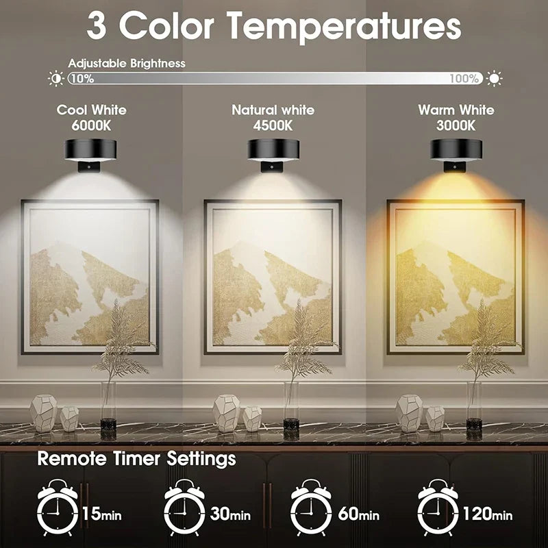 3-Pack Remote-Controlled Dimmable Magnetic Wall Art Lights Battery-Powered