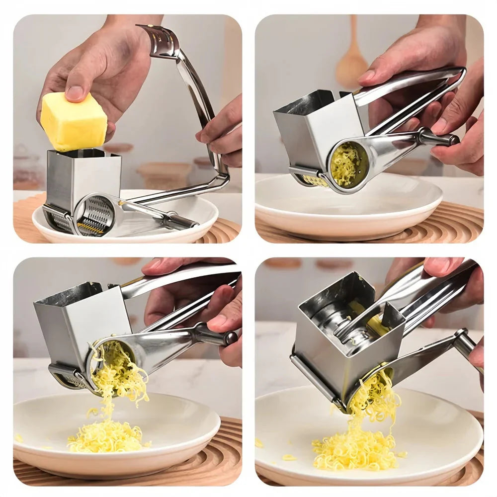 Hand Crank Stainless Steel Cheese Grater – Rotary Design