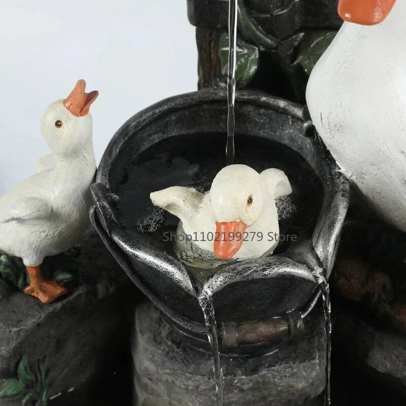 LED Lighted Solar Fountain for Garden with Animal Sculptures