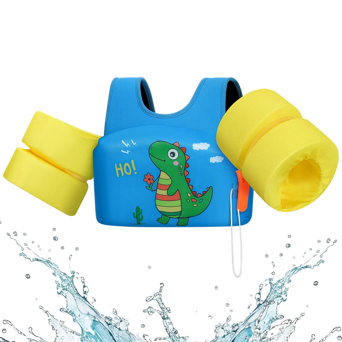 Children's Foam Swim Vest with Arm Floats and Safety Whistle