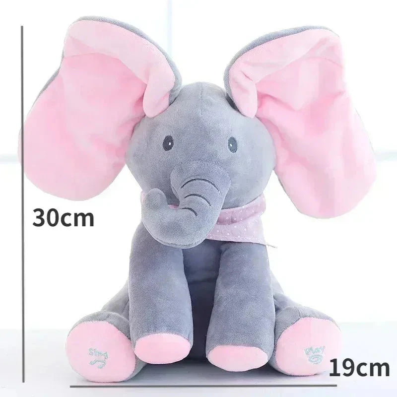 Musical Plush Elephant Toy Featuring Peekaboo Play