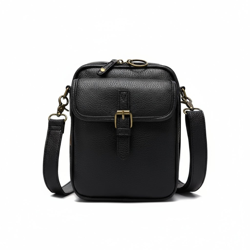 Textured Faux Leather Shoulder Bag – Stylish and Organized Design
