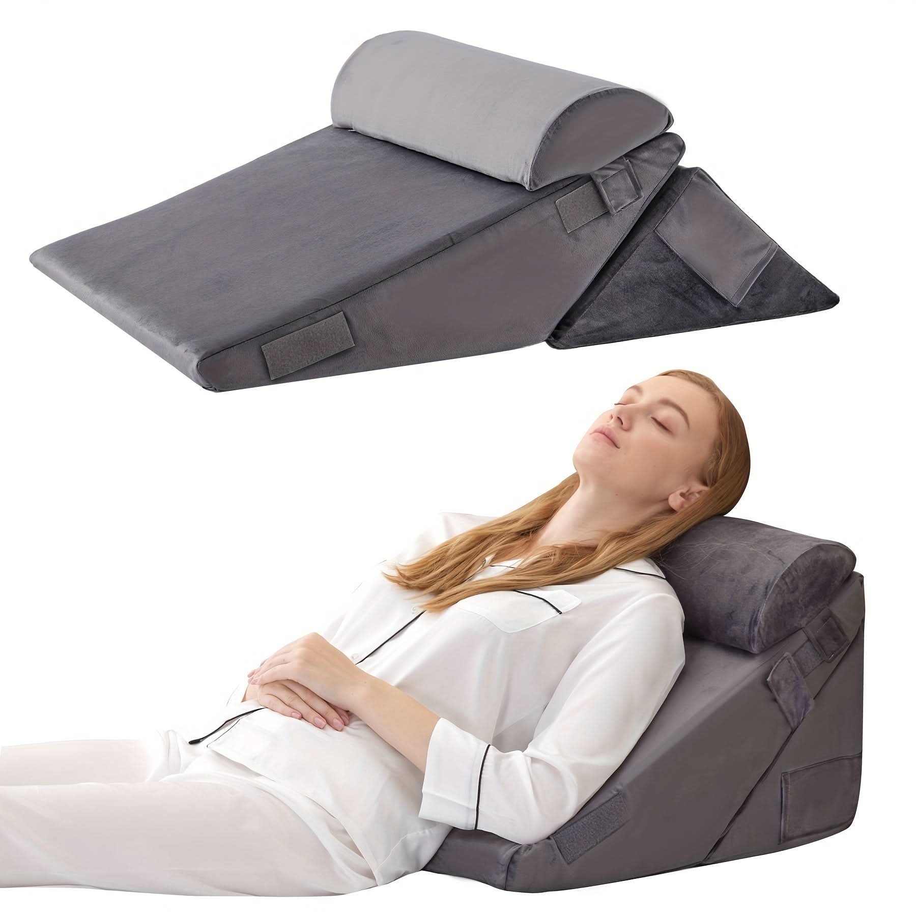 Adjustable Wedge Pillow for Back and Leg Support – Sleep Comfort