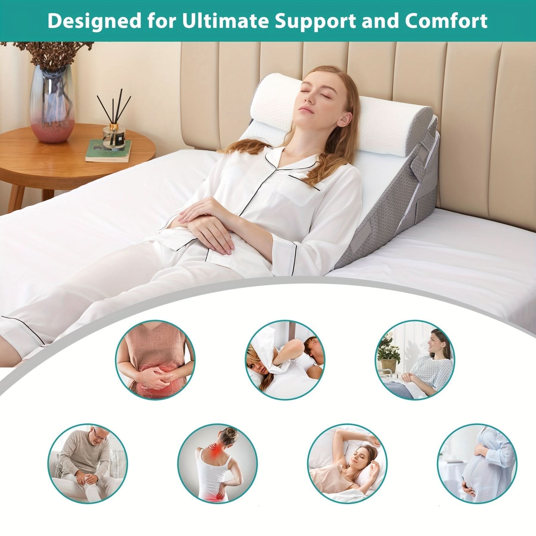 Adjustable Wedge Pillow for Back and Leg Support – Sleep Comfort
