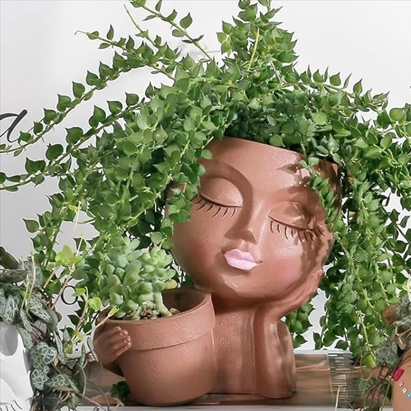 Indoor-Outdoor Planter with Drainage – Dual Face Sculptural Design