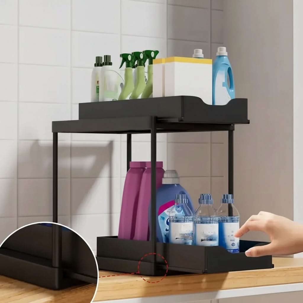 Space-Saving Organizer with Pull-Out Sliding Rack