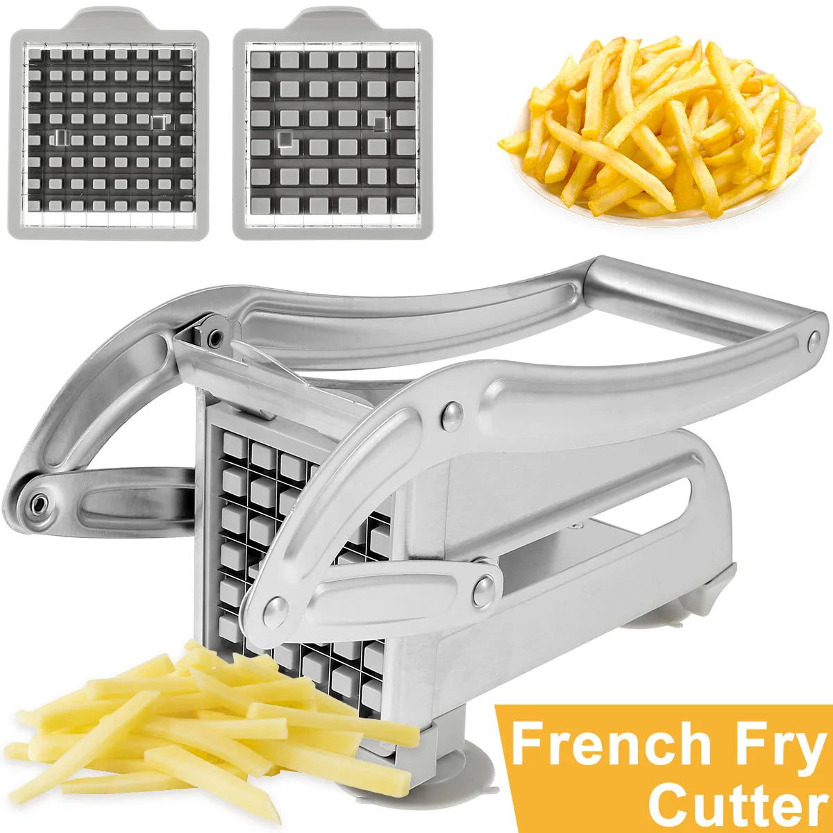 Heavy-Duty Vegetable Chopper and Potato Slicer - Stainless Steel Fry Cutter