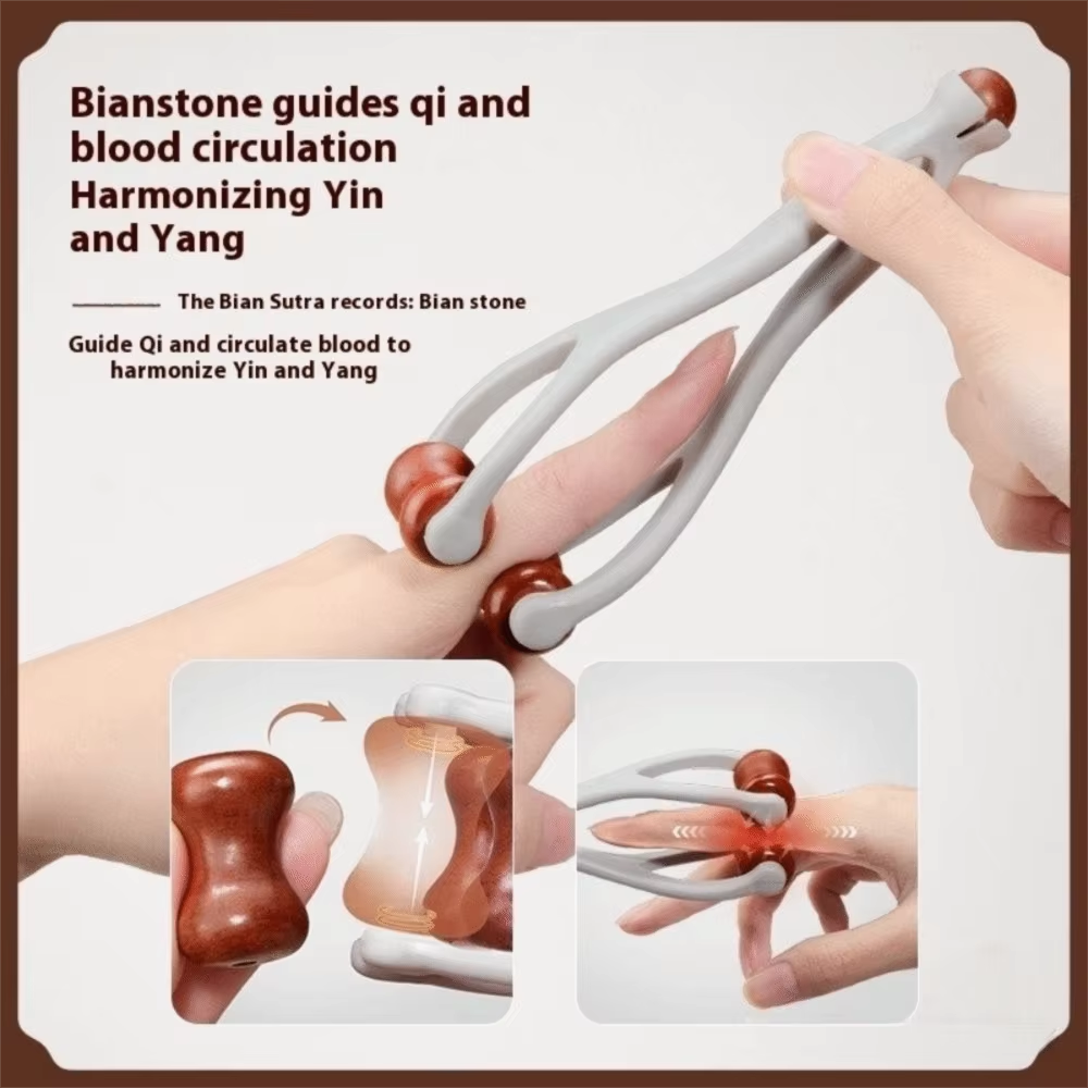 Acupressure Finger Massager Featuring Brass Rollers