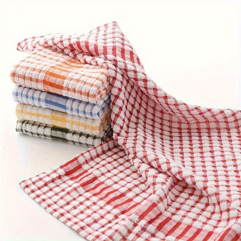 Soft Quick-Dry Reusable Kitchen Cloth Set in Plaid Design