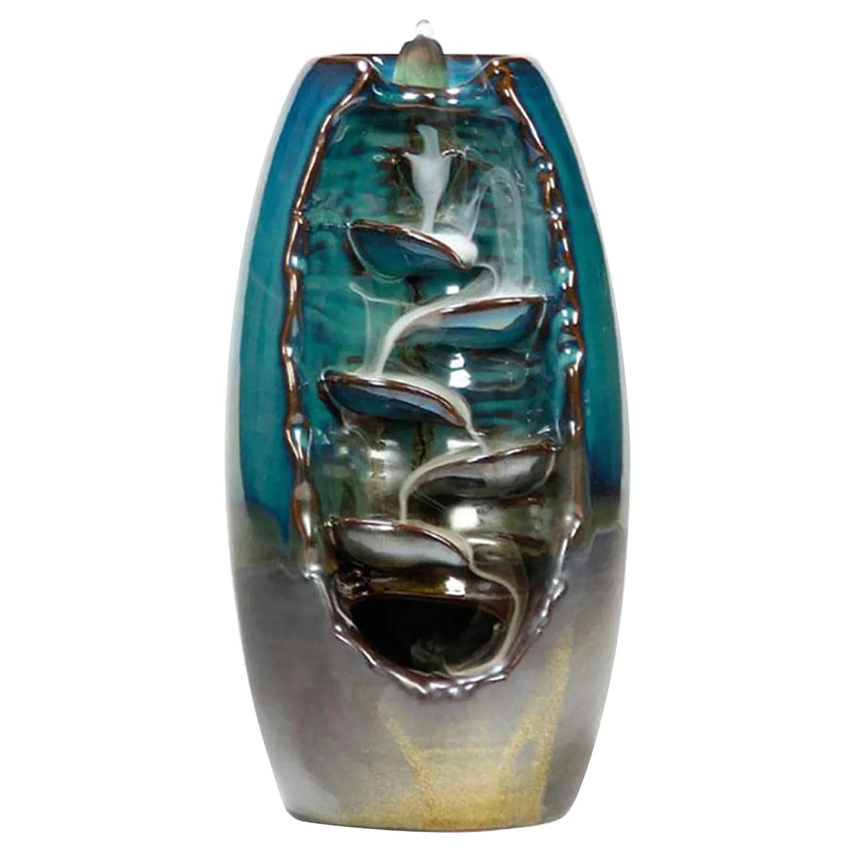 Ceramic Waterfall Incense Burner with Mountain Design and 50 Cones